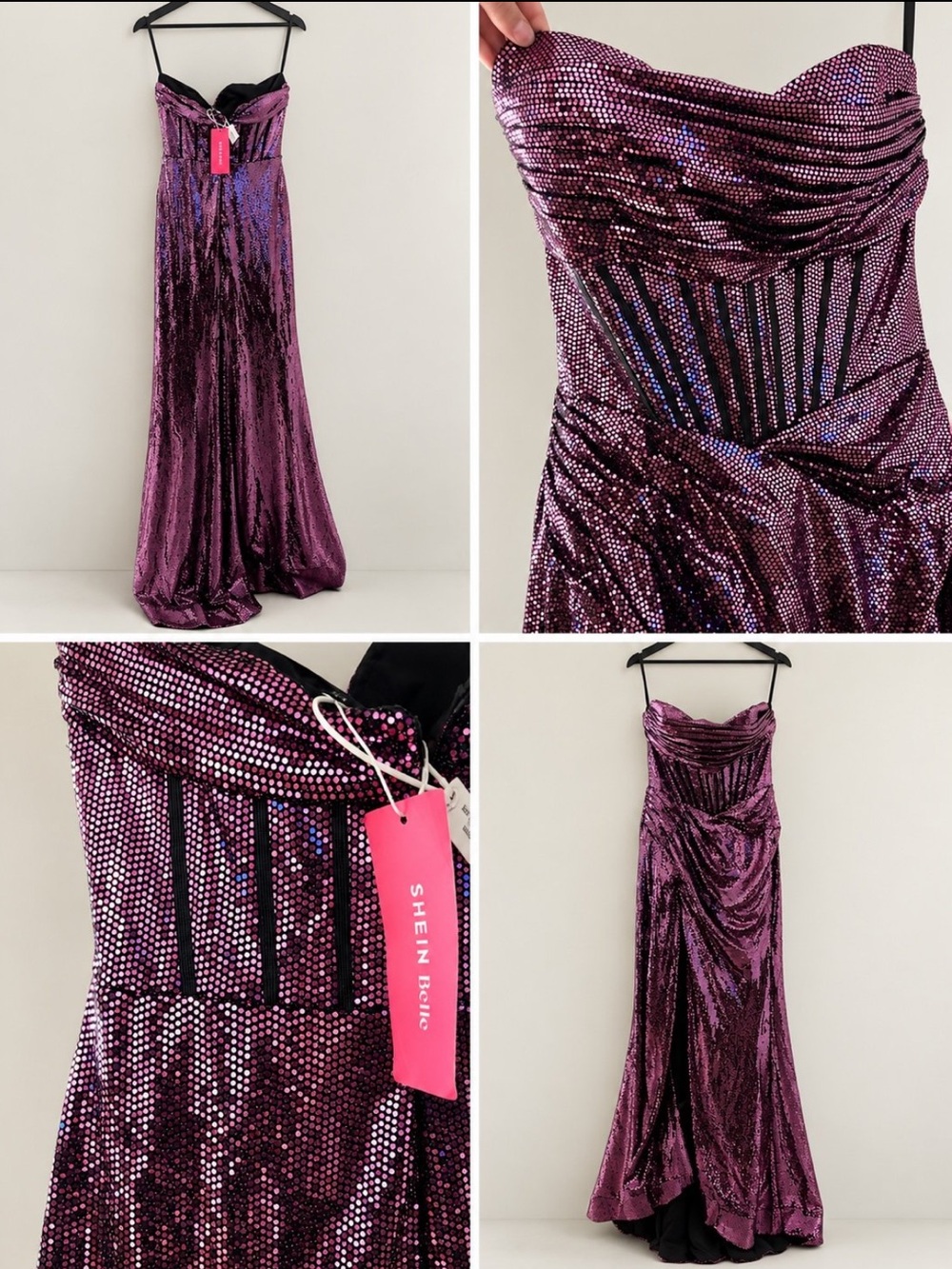 SHEIN Belle Purple Sequin Corset Maxi Formal Dress – NWT